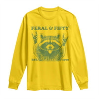 Raccoon 50th Birthday Long Sleeve Shirt Funny Feral And Fifty Vintage 1976 50 Year Old Gift