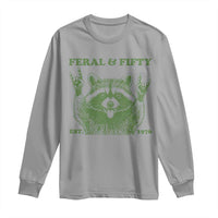 Raccoon 50th Birthday Long Sleeve Shirt Funny Feral And Fifty Vintage 1976 50 Year Old Gift