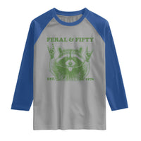 Raccoon 50th Birthday Raglan Shirt Funny Feral And Fifty Vintage 1976 50 Year Old Gift