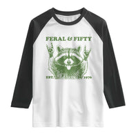 Raccoon 50th Birthday Raglan Shirt Funny Feral And Fifty Vintage 1976 50 Year Old Gift