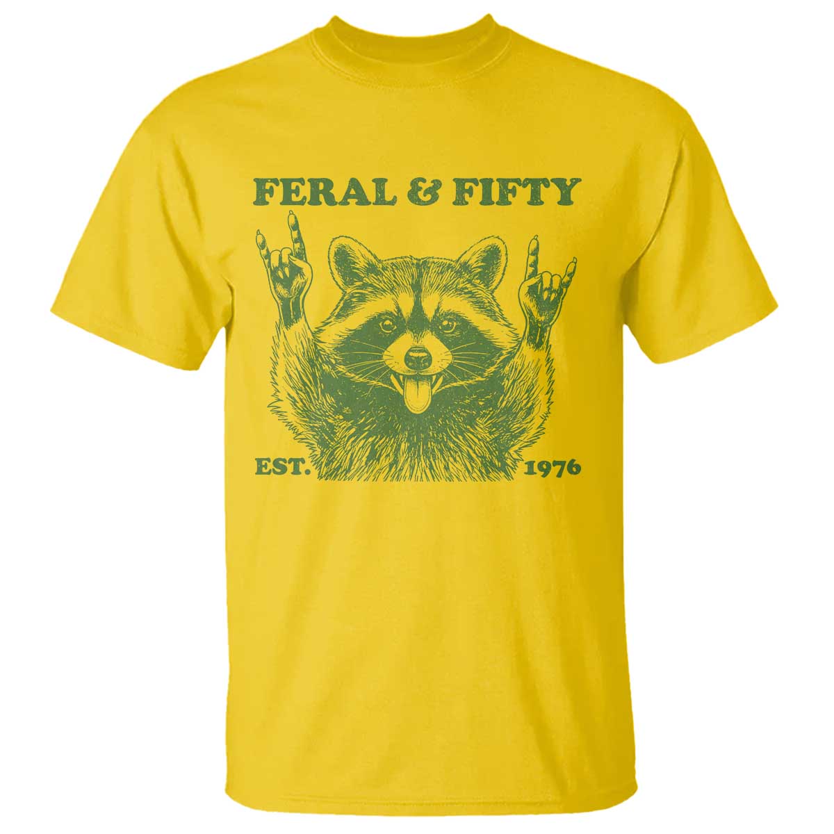 Raccoon 50th Birthday T Shirt Funny Feral And Fifty Vintage 1976 50 Year Old Gift