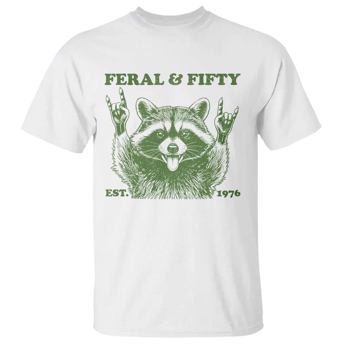 Raccoon 50th Birthday T Shirt Funny Feral And Fifty Vintage 1976 50 Year Old Gift
