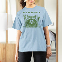 Raccoon 50th Birthday T Shirt For Women Funny Feral And Fifty Vintage 1976 50 Year Old Gift