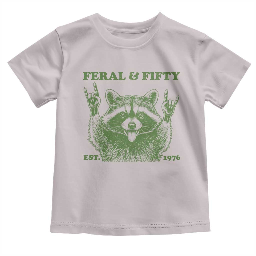 Raccoon 50th Birthday Toddler T Shirt Funny Feral And Fifty Vintage 1976 50 Year Old Gift