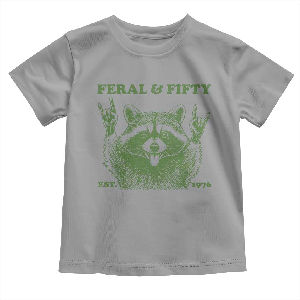 Raccoon 50th Birthday Toddler T Shirt Funny Feral And Fifty Vintage 1976 50 Year Old Gift