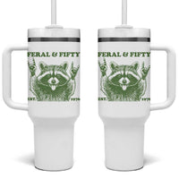 Raccoon 50th Birthday Tumbler With Handle Funny Feral And Fifty Vintage 1976 50 Year Old Gift
