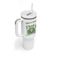 Raccoon 50th Birthday Tumbler With Handle Funny Feral And Fifty Vintage 1976 50 Year Old Gift