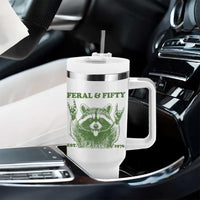 Raccoon 50th Birthday Tumbler With Handle Funny Feral And Fifty Vintage 1976 50 Year Old Gift