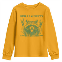 Raccoon 50th Birthday Youth Sweatshirt Funny Feral And Fifty Vintage 1976 50 Year Old Gift