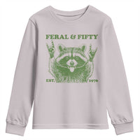 Raccoon 50th Birthday Youth Sweatshirt Funny Feral And Fifty Vintage 1976 50 Year Old Gift