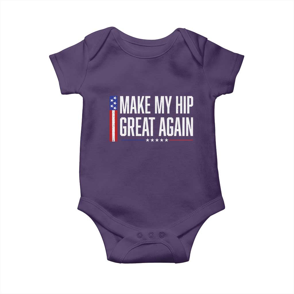 Make My Hip Great Again Funny Broken Hip Surgery Recovery Baby Onesie Vintage USA Flag Patriotic