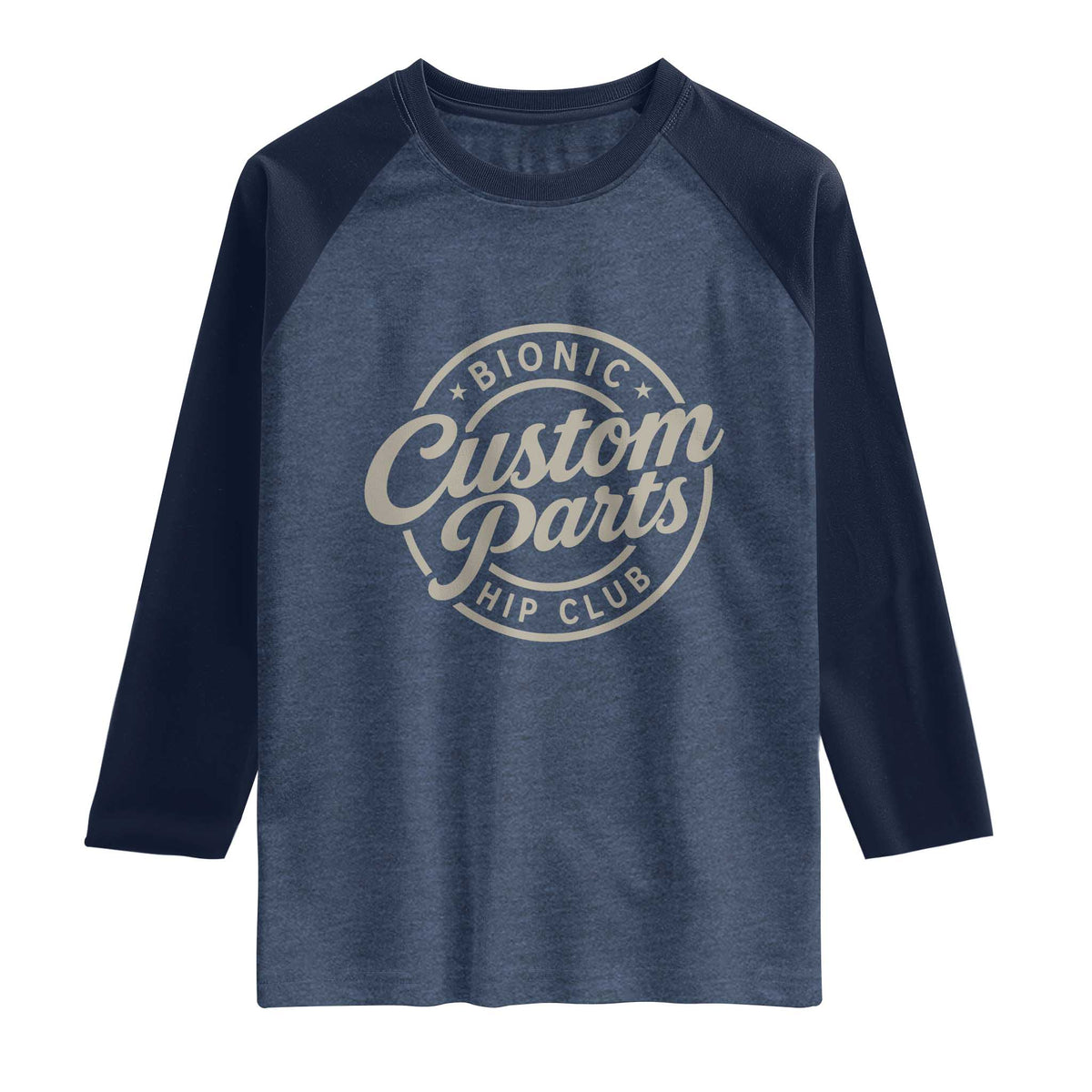 Bionic Hip Club Custom Parts Funny Hip Replacement Surgery Gift Raglan Shirt