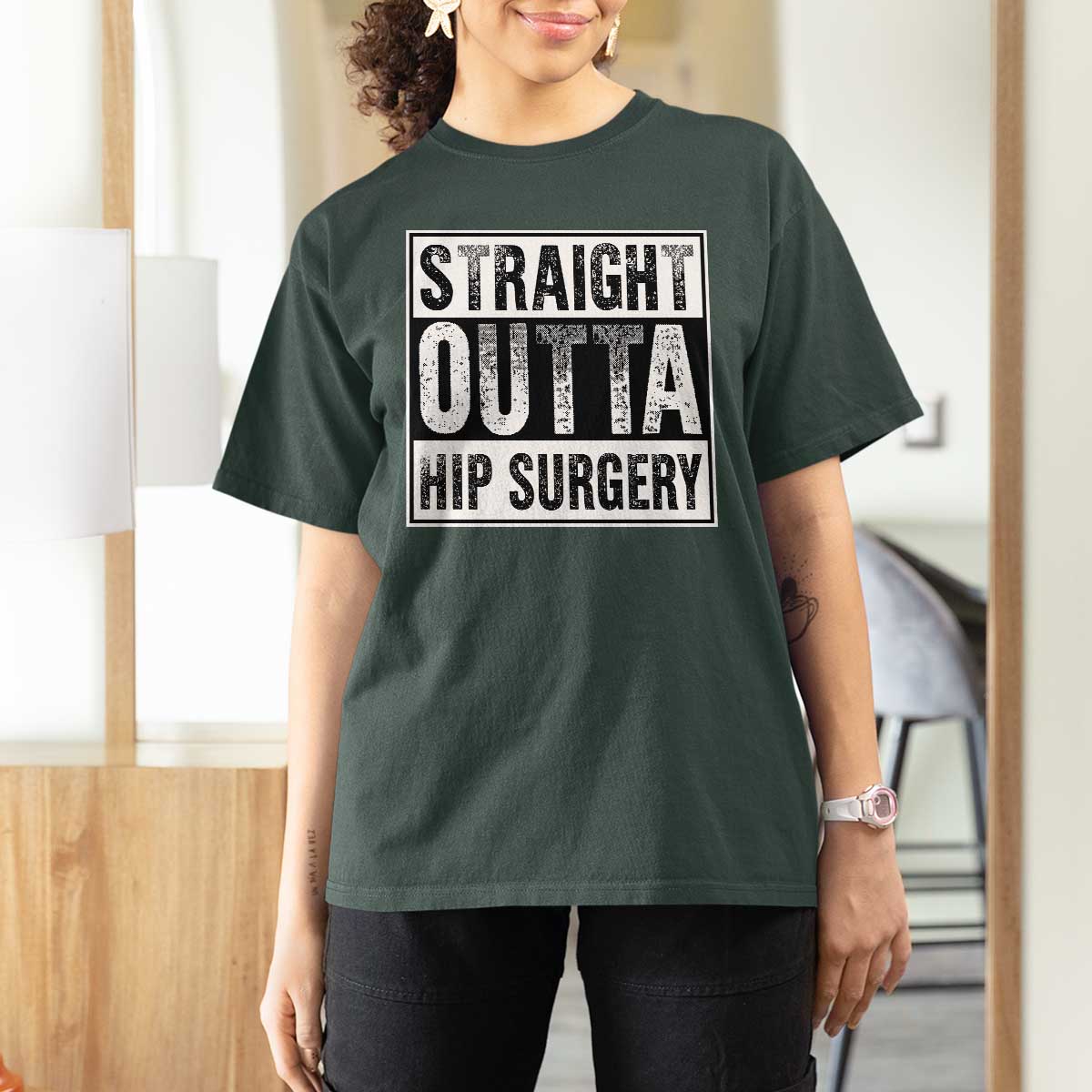 Hip Replacement Recovery T Shirt For Women Straight Outta Hip Surgery Get Well