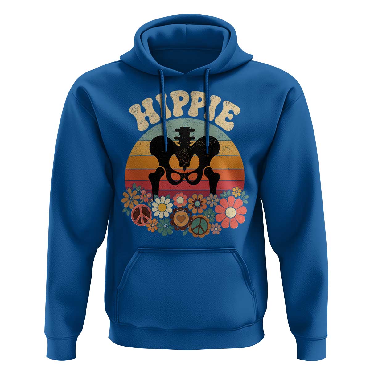 Hip Replacement Recovery Hoodie Hippie 70s Retro Sunset Floral Anatomy Graphic