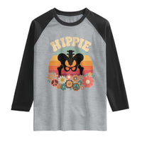Hip Replacement Recovery Raglan Shirt Hippie 70s Retro Sunset Floral Anatomy Graphic