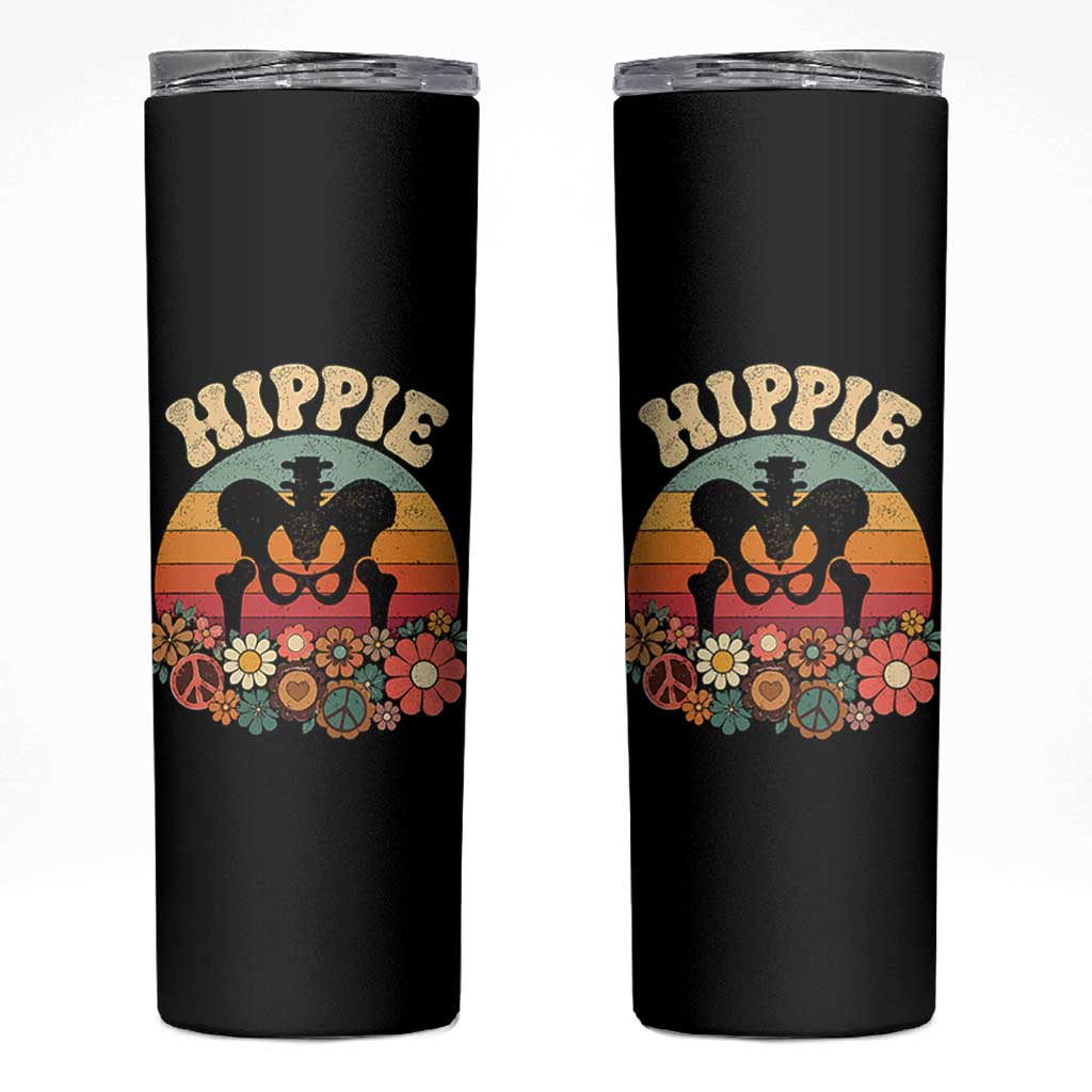 Hip Replacement Recovery Skinny Tumbler Hippie 70s Retro Sunset Floral Anatomy Graphic