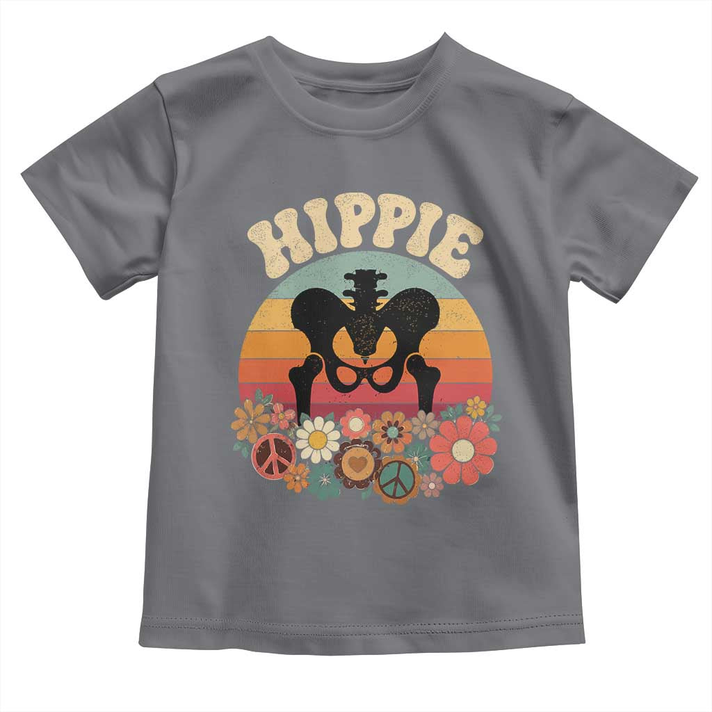 Hip Replacement Recovery Toddler T Shirt Hippie 70s Retro Sunset Floral Anatomy Graphic