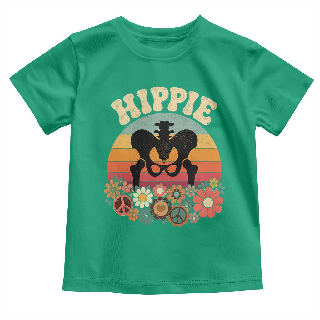 Hip Replacement Recovery Toddler T Shirt Hippie 70s Retro Sunset Floral Anatomy Graphic