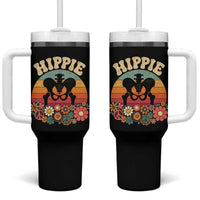Hip Replacement Recovery Tumbler With Handle Hippie 70s Retro Sunset Floral Anatomy Graphic