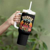 Hip Replacement Recovery Tumbler With Handle Hippie 70s Retro Sunset Floral Anatomy Graphic