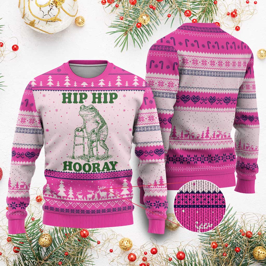 Funny Frog Hip Surgery Recovery Graphic Ugly Christmas Sweater Get Well Soon Gifts