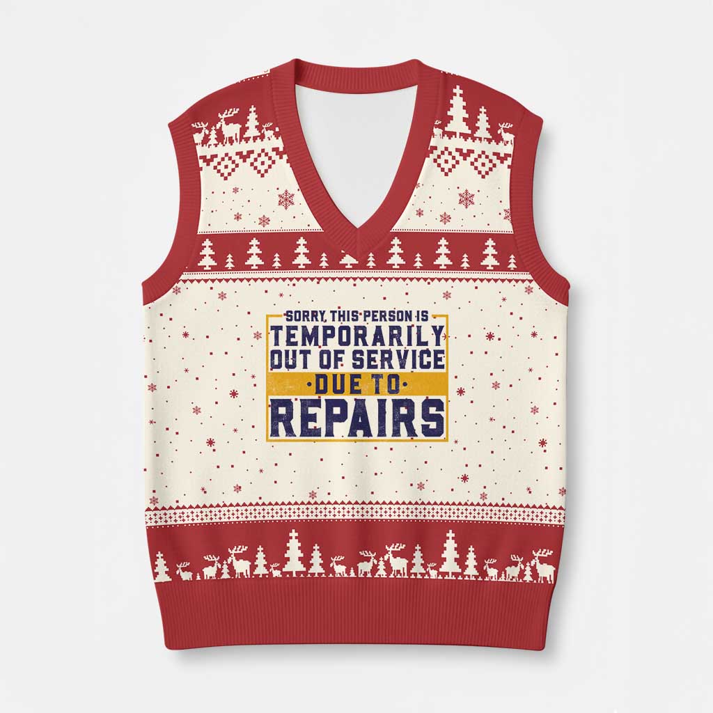 Funny Surgery Recovery Graphic V-Neck Knit Sweater Vest Sorry This Person Is Temporarily Out Of Service Hip Knee Shoulder Joint Replacement