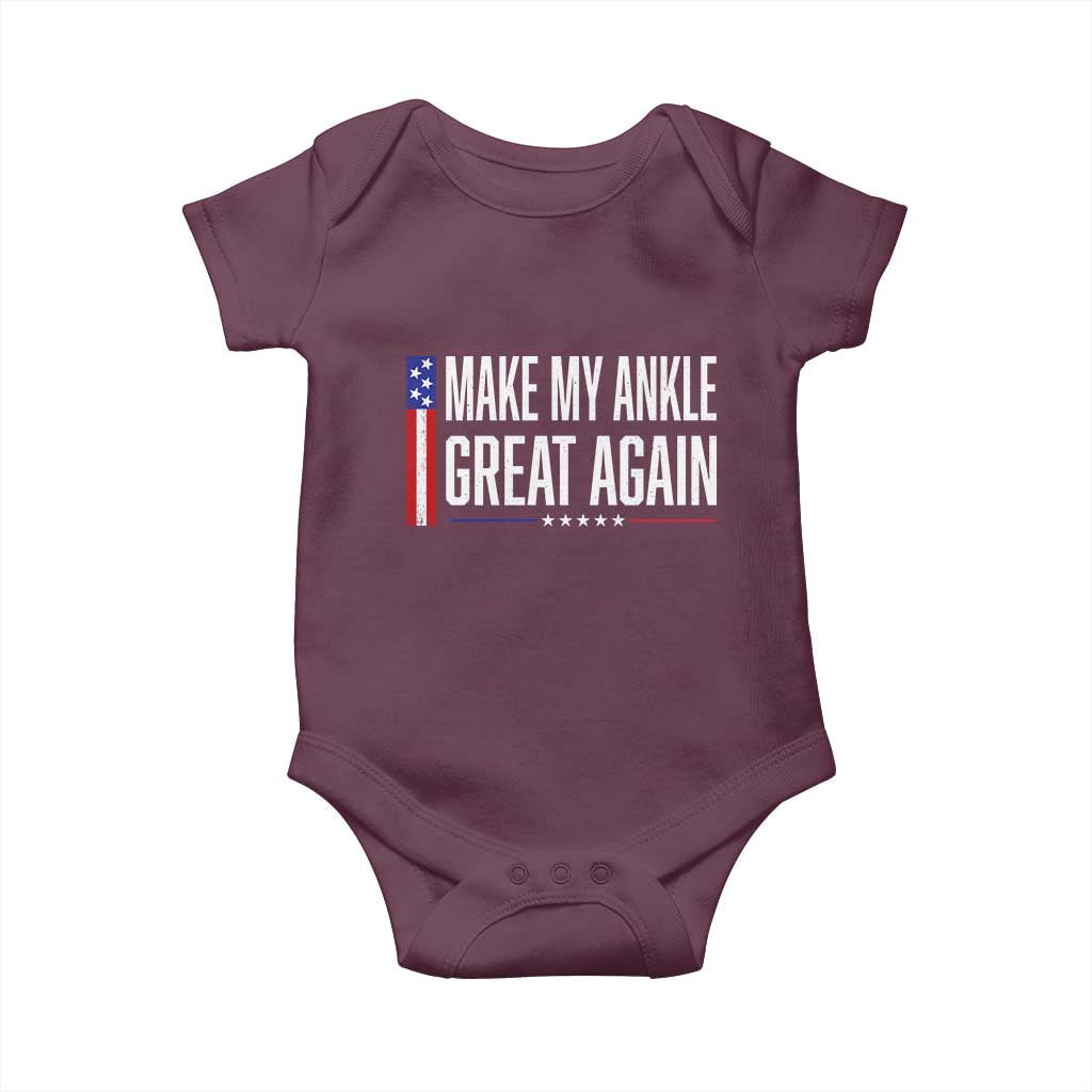 Make My Ankle Great Again Funny Ankle Surgery Recovery Baby Onesie Vintage USA Flag Patriotic