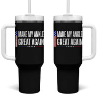 Make My Ankle Great Again Funny Ankle Surgery Recovery Tumbler With Handle Vintage USA Flag Patriotic