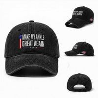 Make My Ankle Great Again Funny Ankle Surgery Recovery Washed Cotton Baseball Cap Vintage USA Flag Patriotic
