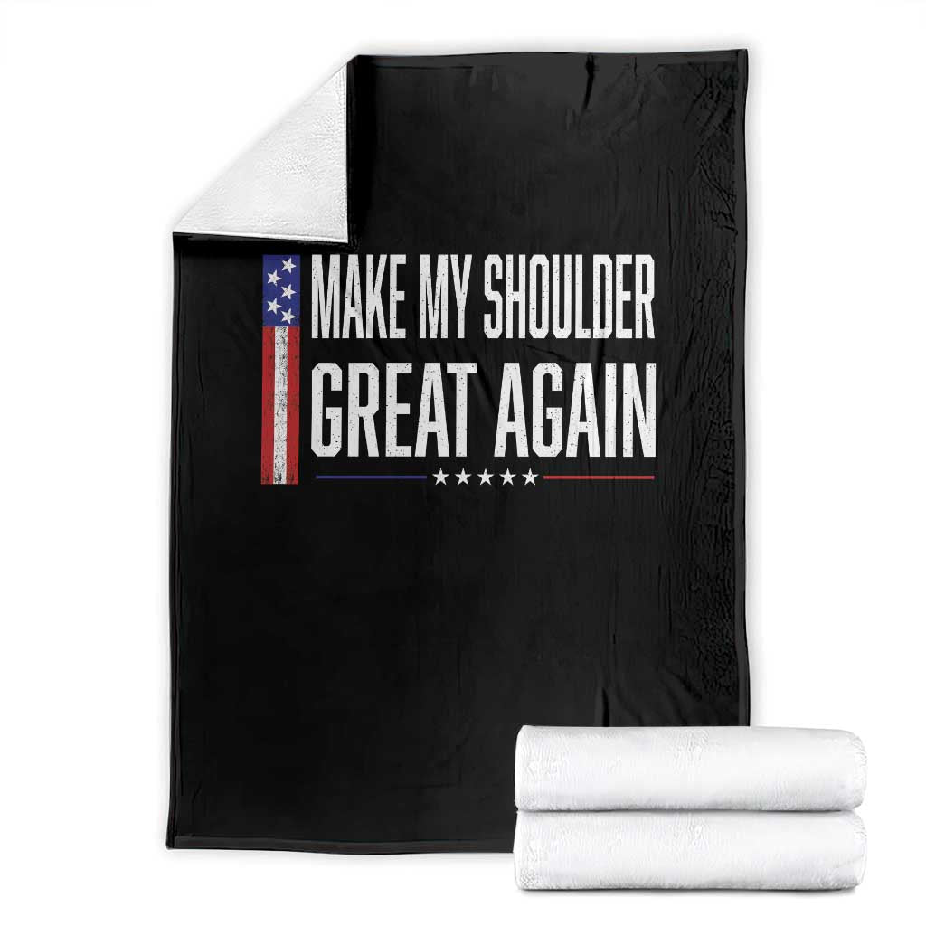 Make My Shoulder Great Again Funny Shoulder Surgery Recovery Throw Blanket Vintage USA Flag Patriotic