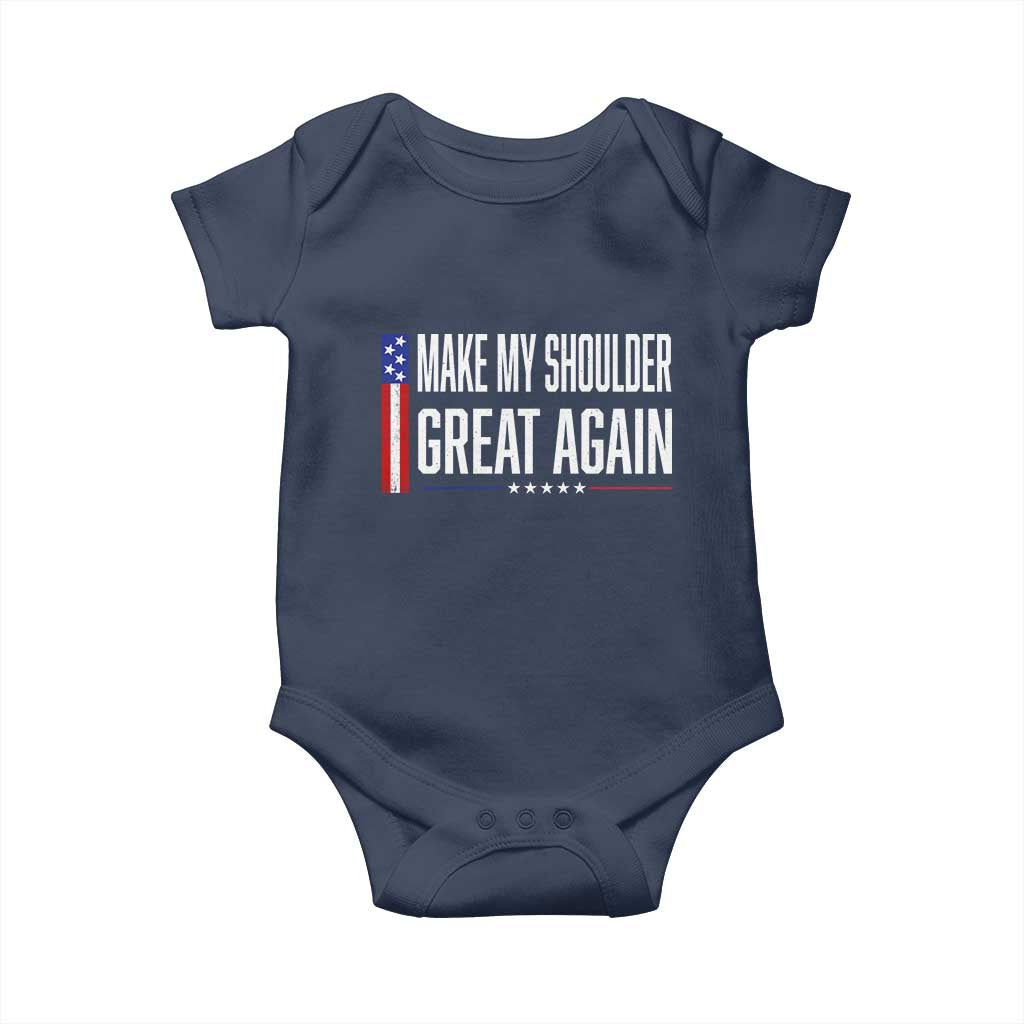 Make My Shoulder Great Again Funny Shoulder Surgery Recovery Baby Onesie Vintage USA Flag Patriotic