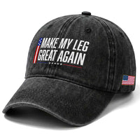 Make My Leg Great Again Funny Broken Leg Surgery Recovery Washed Cotton Baseball Cap Vintage USA Flag Patriotic