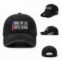Make My Leg Great Again Funny Broken Leg Surgery Recovery Washed Cotton Baseball Cap Vintage USA Flag Patriotic