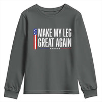 Make My Leg Great Again Funny Broken Leg Surgery Recovery Youth Sweatshirt Vintage USA Flag Patriotic