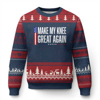 Make My Knee Great Again Funny Broken Knee Surgery Recovery Ugly Christmas Sweater Vintage USA Flag Patriotic