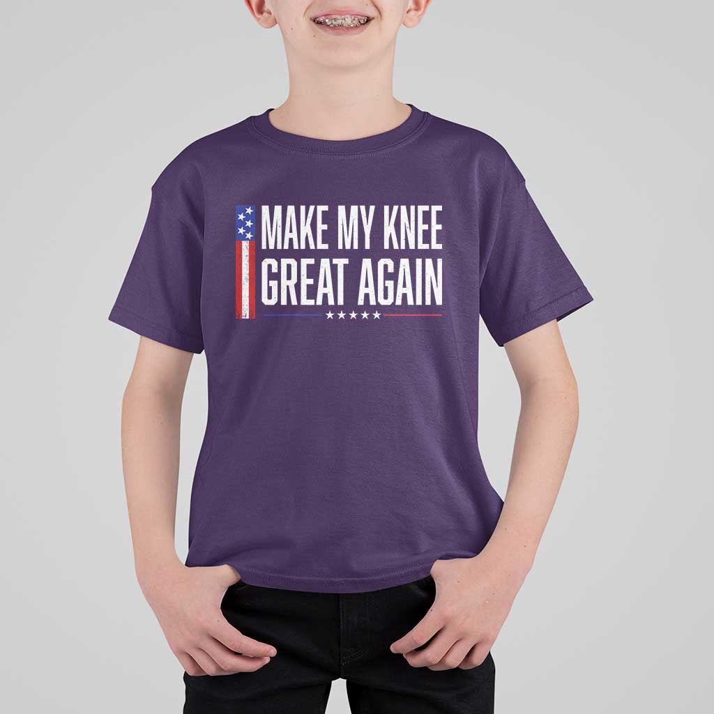 Make My Knee Great Again Funny Broken Knee Surgery Recovery T Shirt For Kid Vintage USA Flag Patriotic