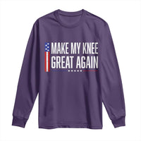 Make My Knee Great Again Funny Broken Knee Surgery Recovery Long Sleeve Shirt Vintage USA Flag Patriotic