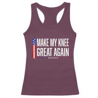Make My Knee Great Again Funny Broken Knee Surgery Recovery Racerback Tank Top Vintage USA Flag Patriotic