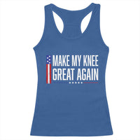 Make My Knee Great Again Funny Broken Knee Surgery Recovery Racerback Tank Top Vintage USA Flag Patriotic