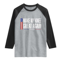 Make My Knee Great Again Funny Broken Knee Surgery Recovery Raglan Shirt Vintage USA Flag Patriotic