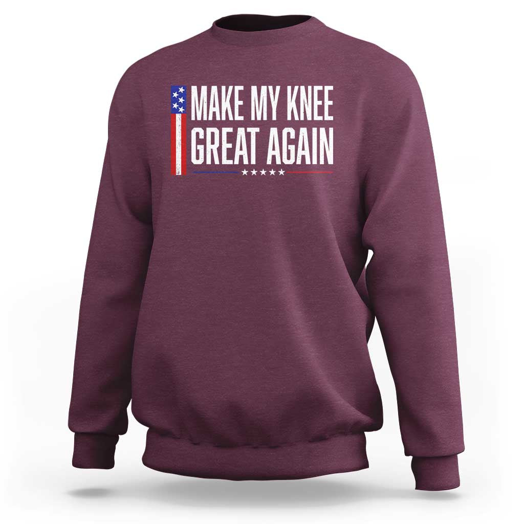 Make My Knee Great Again Funny Broken Knee Surgery Recovery Sweatshirt Vintage USA Flag Patriotic