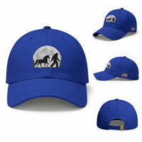 Bigfoot Walking Unicorn Baseball Cap Full Moon Sasquatch Fantasy Forest Silhouette