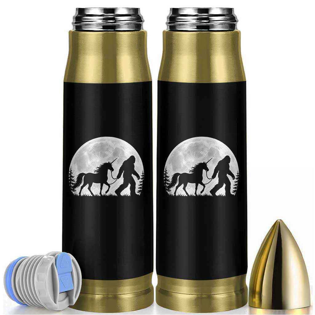 Bigfoot Walking Unicorn Bullet Tumbler Full Moon Sasquatch Fantasy Forest Silhouette