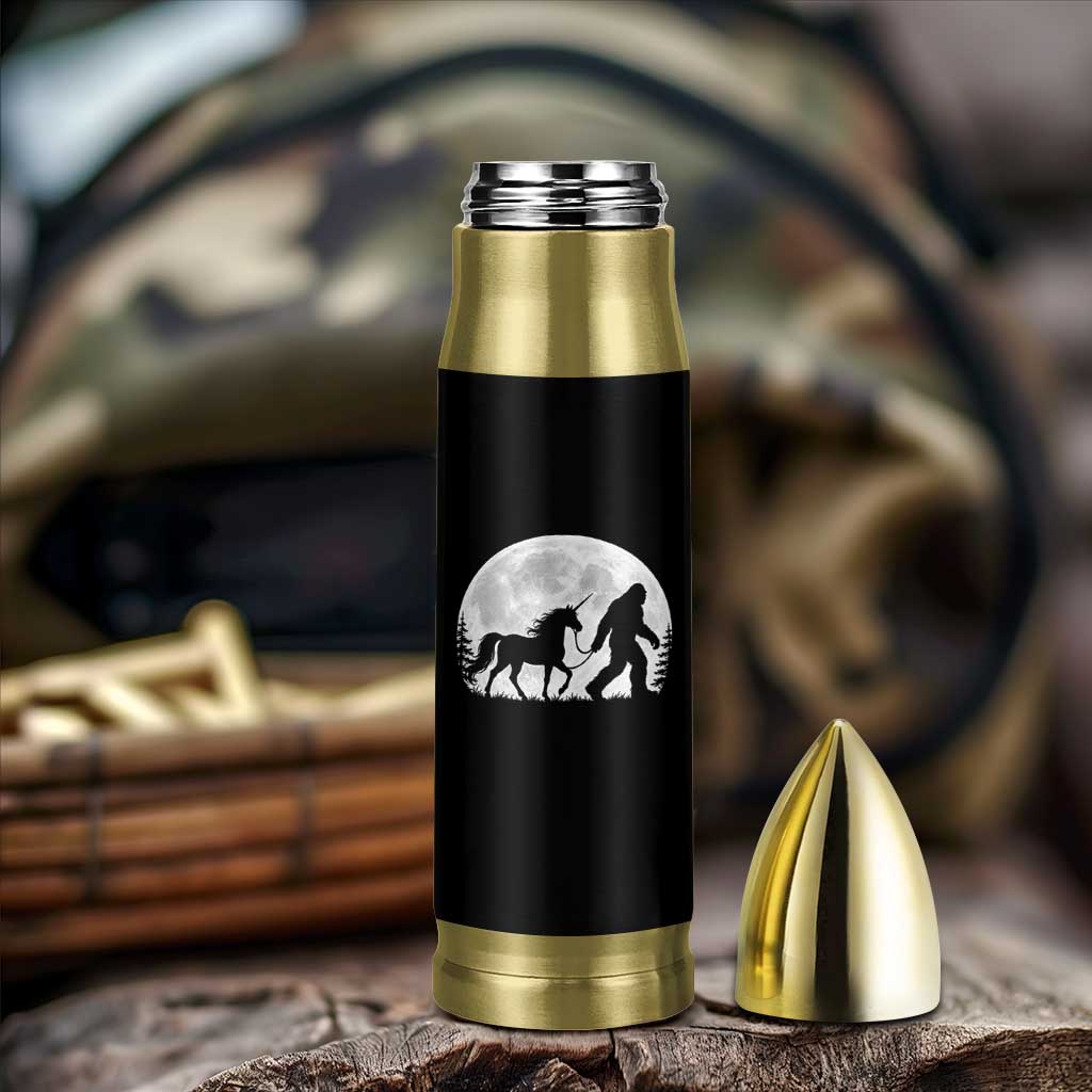 Bigfoot Walking Unicorn Bullet Tumbler Full Moon Sasquatch Fantasy Forest Silhouette