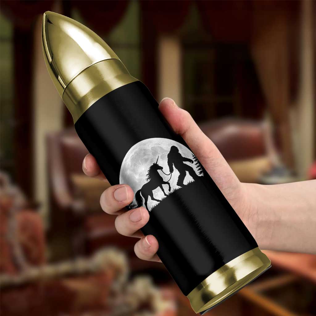 Bigfoot Walking Unicorn Bullet Tumbler Full Moon Sasquatch Fantasy Forest Silhouette