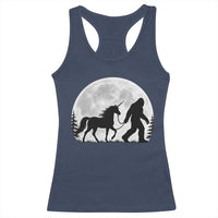 Bigfoot Walking Unicorn Racerback Tank Top Full Moon Sasquatch Fantasy Forest Silhouette