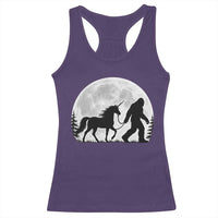 Bigfoot Walking Unicorn Racerback Tank Top Full Moon Sasquatch Fantasy Forest Silhouette