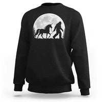 Bigfoot Walking Unicorn Sweatshirt Full Moon Sasquatch Fantasy Forest Silhouette