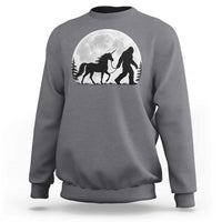 Bigfoot Walking Unicorn Sweatshirt Full Moon Sasquatch Fantasy Forest Silhouette