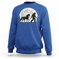 Bigfoot Walking Unicorn Sweatshirt Full Moon Sasquatch Fantasy Forest Silhouette